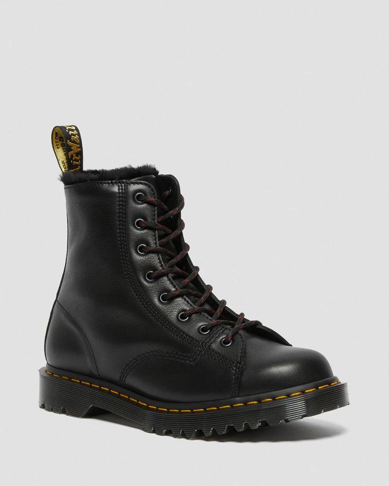 Black Men\'s Dr Martens Barton Made in England Shearling Lined Leather Winter Boots | CA 573SGL